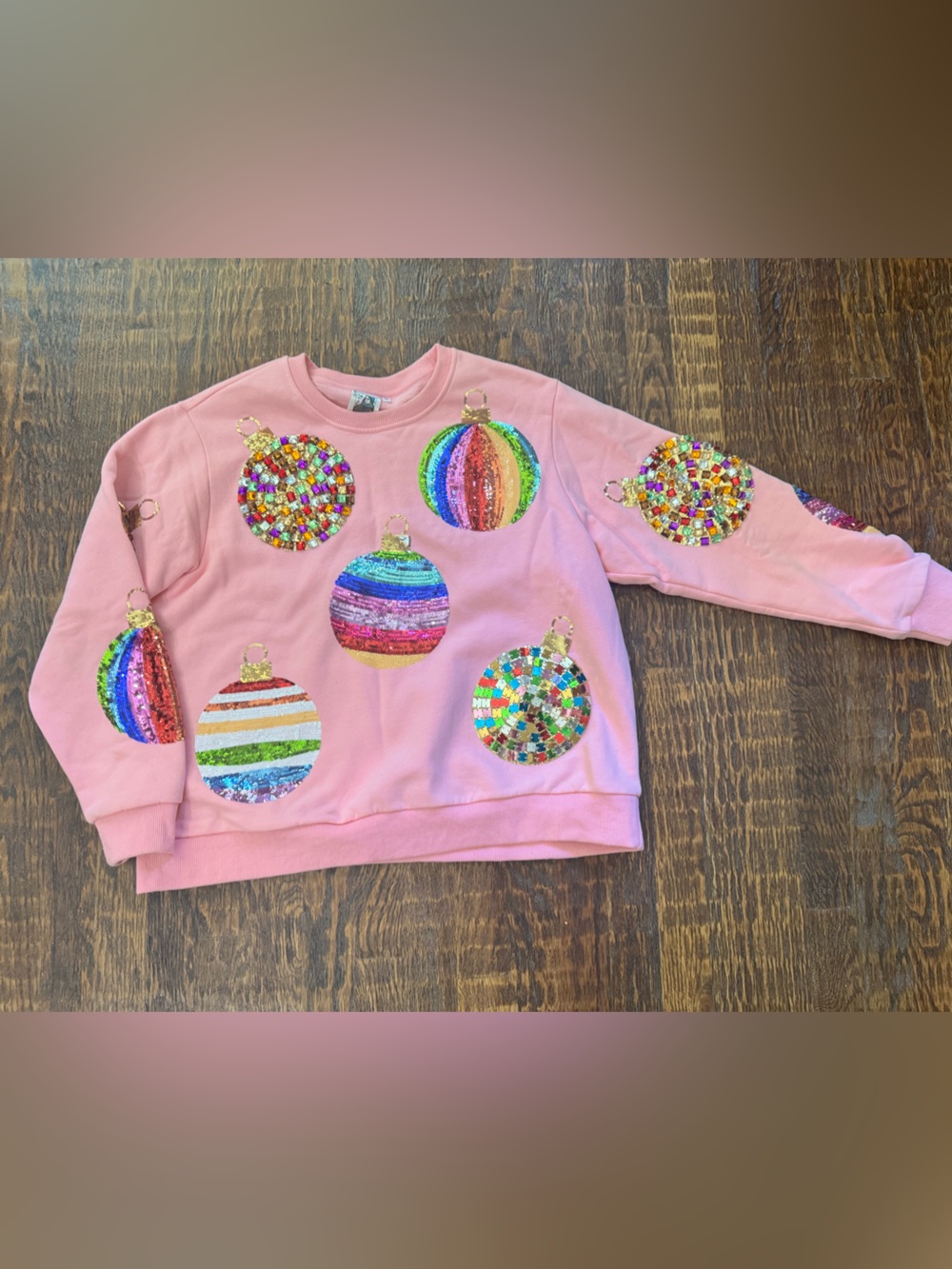 QUEEN OF SPARKLES Sequin Ornament Sweatshirt - Excellent Condition